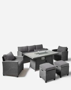 Amalfi Lounge Dining Set With Firepit