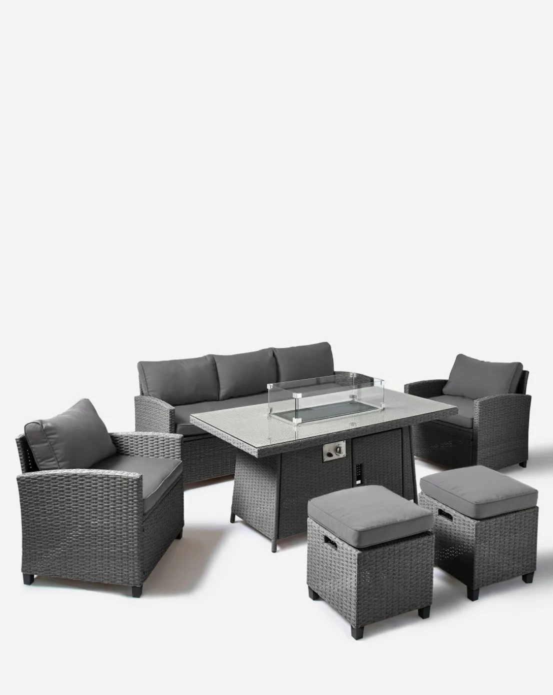 Amalfi Lounge Dining Set With Firepit