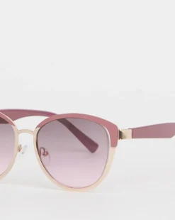 Amelia Pink Trim Round Sunglasses