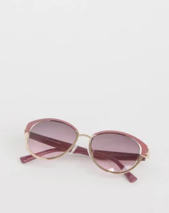 Amelia Pink Trim Round Sunglasses