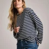 Anthology Navy & White Cotton Modal Long Sleeve Top