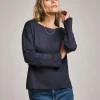Anthology Navy Cotton Modal Long Sleeve Top
