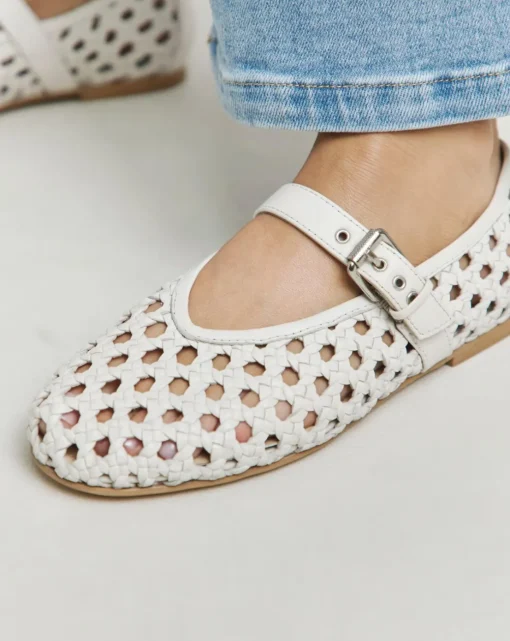Anthology Valerian Leather Woven Mary Jane Ballerinas Wide E Fit