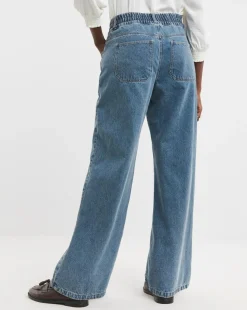 Authentic Blue Elasticated Wide Leg Jeans