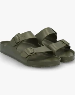 Birkenstock Mens Arizona EVA Khaki Two Bar Mules Standard Width