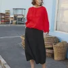 Black Linen Mix Midaxi Skirt