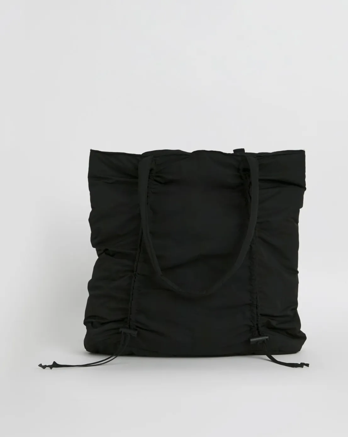 Black Ruched Detail Nylon Tote Bag