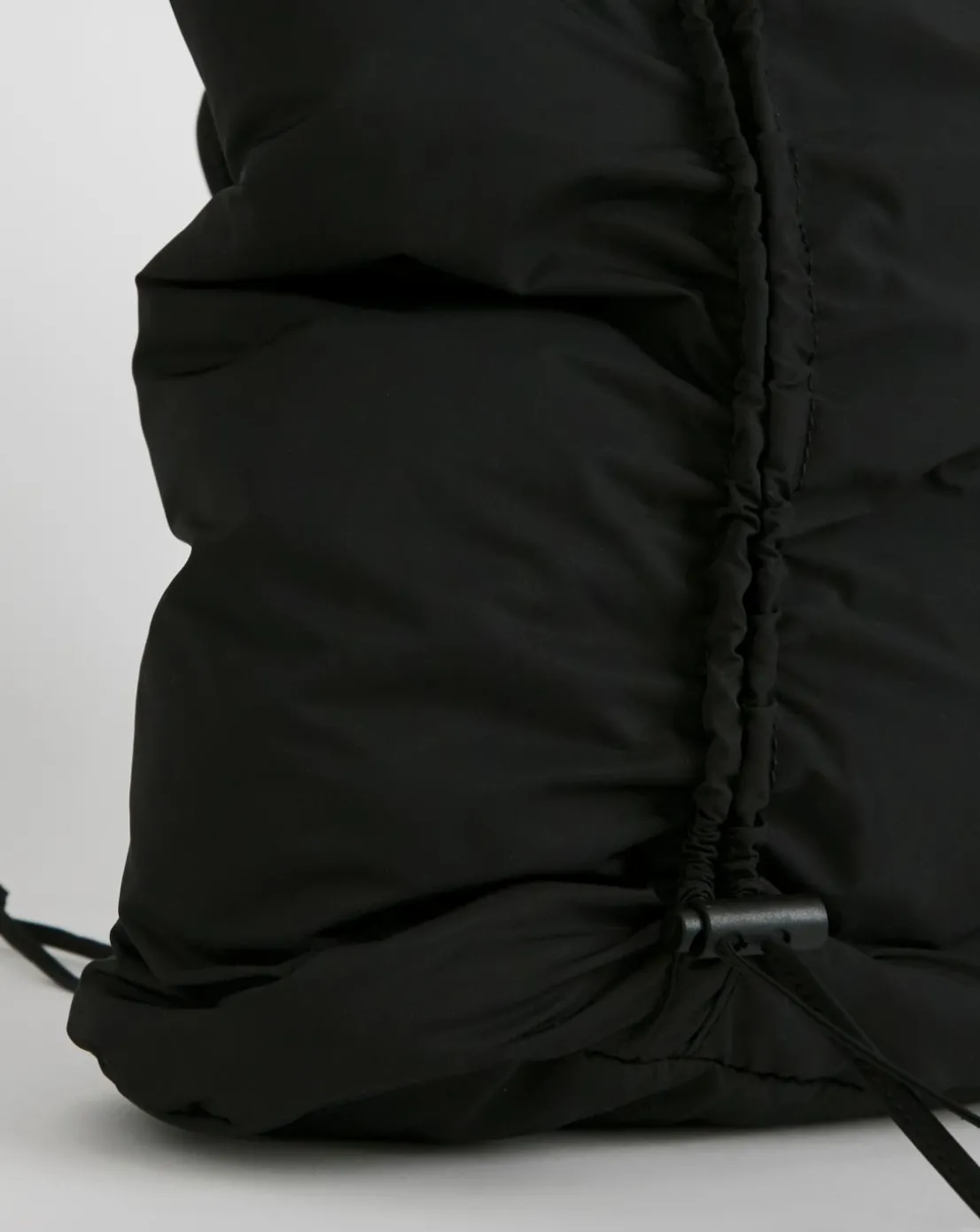 Black Ruched Detail Nylon Tote Bag