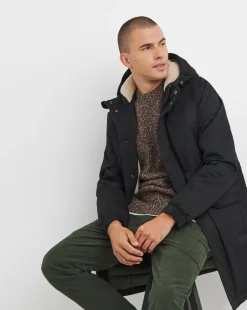 Black Water Resistant Borg Lined Parka