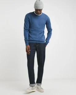 Blue Cotton Crew Neck Jumper