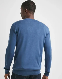 Blue Cotton Crew Neck Jumper