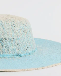 Blue Ombre Wide Brim Straw Hat