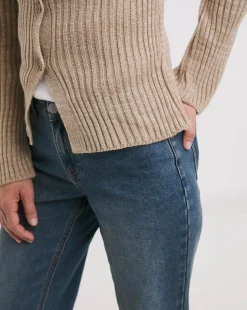 Blue Turn Up Crop Jeans