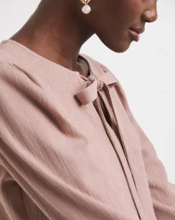 Blush Bow Blouson Peplum Top