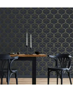 Boutique Refine Geo Navy & Gold Wallpaper