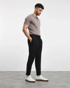 Brown Merino Wool Knitted Polo Slim Fit