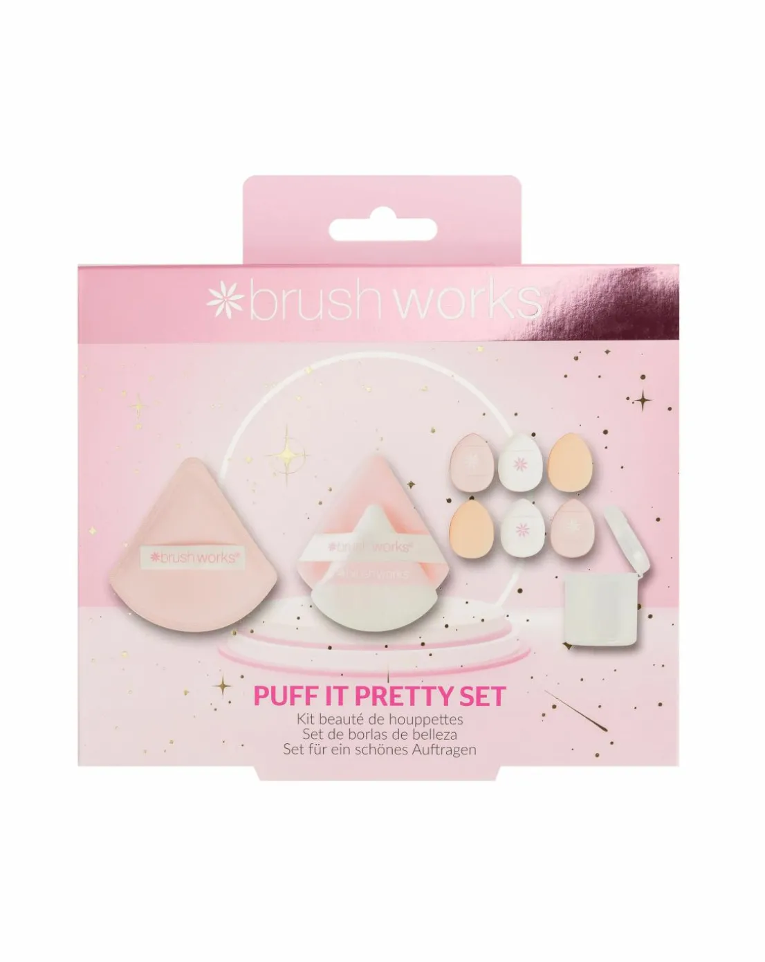 Brushworks Puff It Pretty Large Makeup Puff & Sponge Set