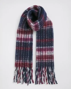Burgundy Check Fluffy Blanket Scarf