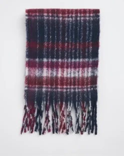 Burgundy Check Fluffy Blanket Scarf