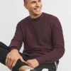 Burgundy Grid Soft Touch Crew Neck Jumper