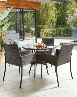 Cadiz Rattan 4 Seater Circular Dining Set