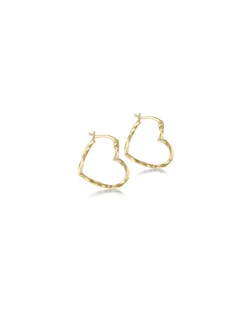 9 Carat Gold Diamond Cut Heart Earrings