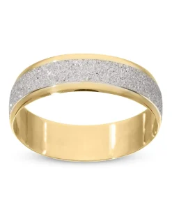 9 Carat Yellow Gold 2 tone Sparkle 6mm Wedding Ring