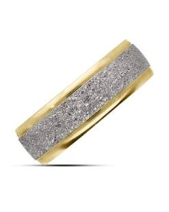 9 Carat Yellow Gold 2 tone Sparkle 6mm Wedding Ring