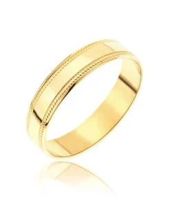 9 Carat Yellow Gold Millgrain Edge 4MM Wedding Ring