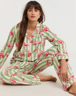 Chelsea Peers Jersey Flamingo Stripe Pyjama Set