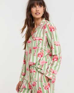 Chelsea Peers Jersey Flamingo Stripe Pyjama Set