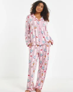 Chelsea Peers Jersey Stripe Cake Print Pyjama Set