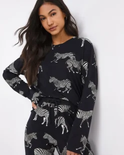Chelsea Peers Jersey Zebra Print Crew Pyjama Set