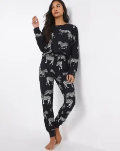 Chelsea Peers Jersey Zebra Print Crew Pyjama Set