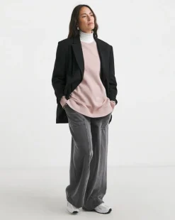 Crew Neck Popper Shoulder Longline Sweatshirt