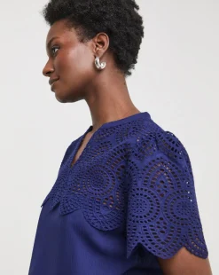 Crinkle Crochet Trim Top