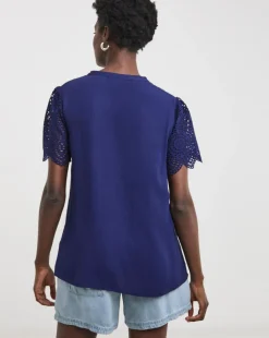 Crinkle Crochet Trim Top