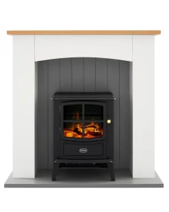 Dimplex OKM20 Oakmead White Electric Stove Fire Suite