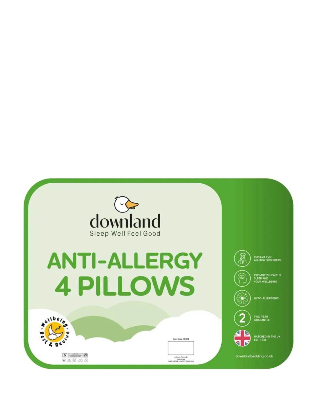 Downland Anti Allergy Pack of 4 Pillows
