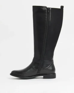 Fala Leather Elasticated Riding Boots Wide E Fit Standard Calf