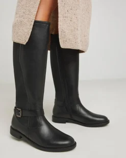 Fala Leather Elasticated Riding Boots Wide E Fit Standard Calf