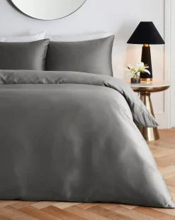 Faux Silk Matte Satin Charcoal Duvet Set
