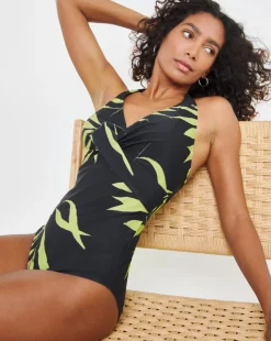 Figleaves Tailor Twist Halter Tummy Control Swimsuit