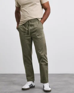 Garment Dyed Elasticated Tapered Trouser