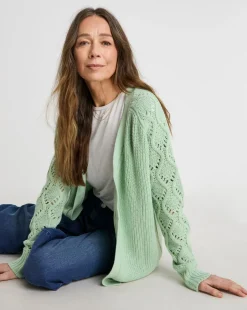Green Edge To Edge Stitch Sleeve Cardigan