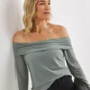 Green Mesh Bardot Top