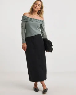 Green Mesh Bardot Top