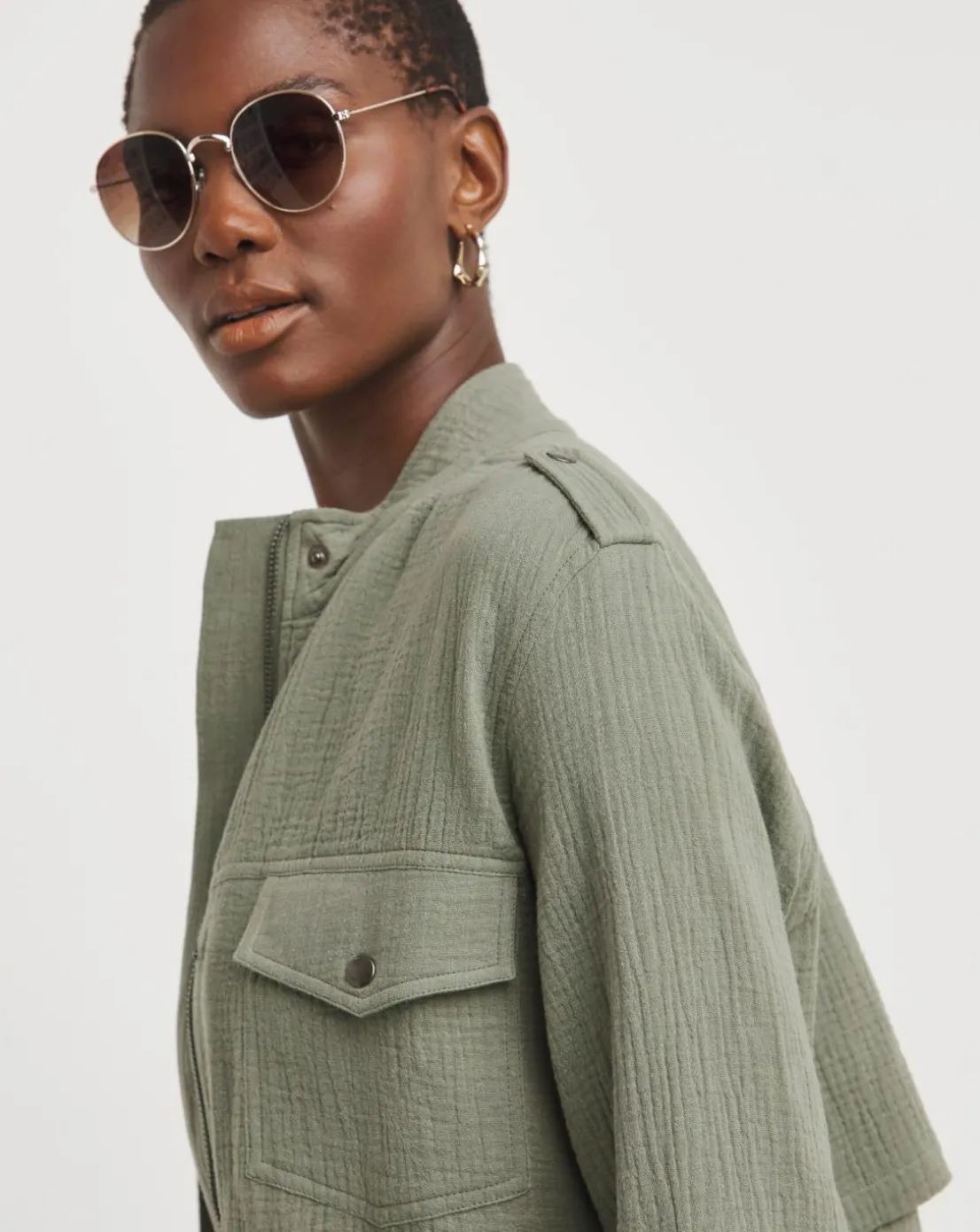 Green Textured Utility Jacket