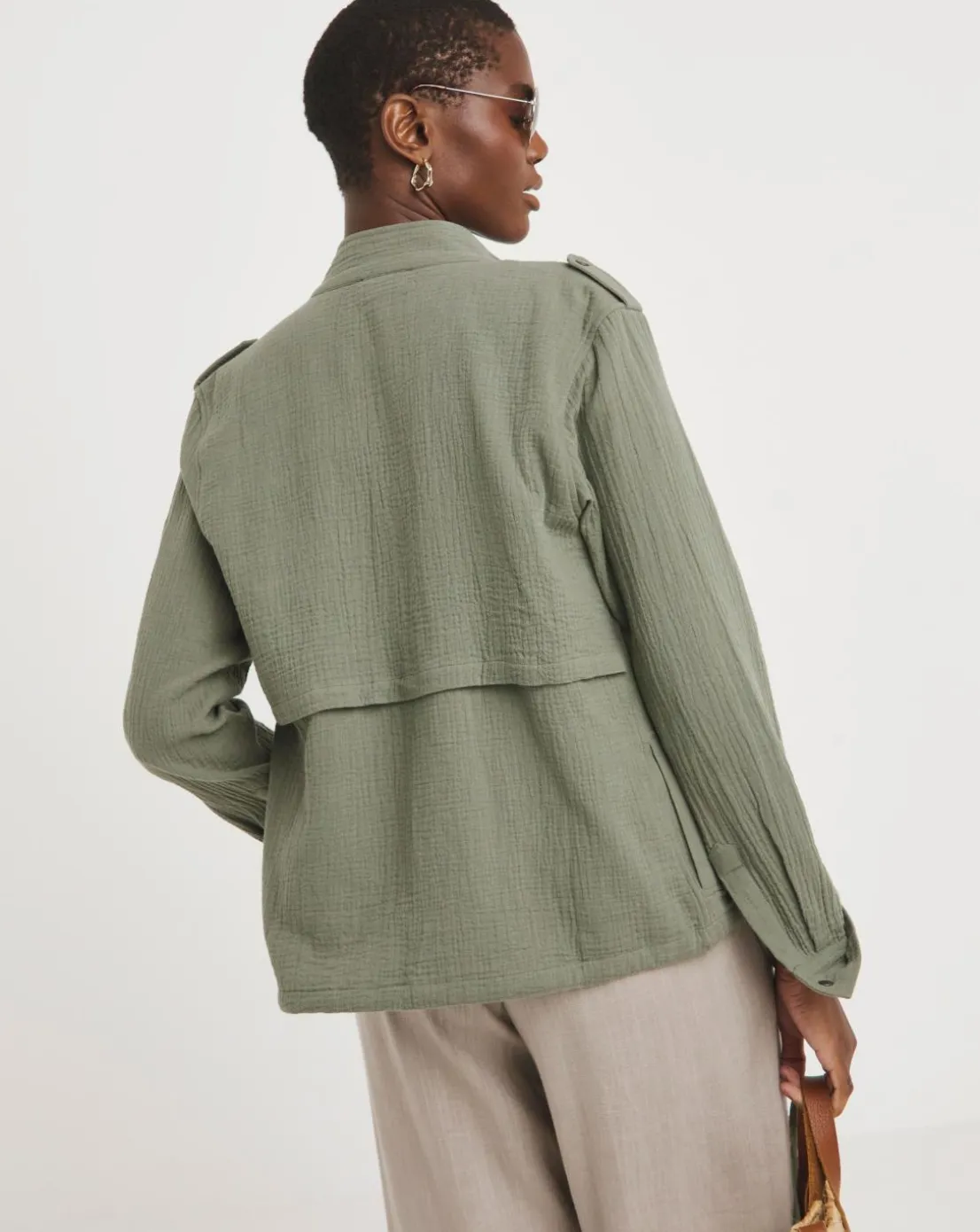 Green Textured Utility Jacket