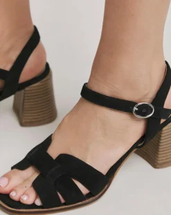 Greta Woven Detail Block Heel Sandals Wide E Fit